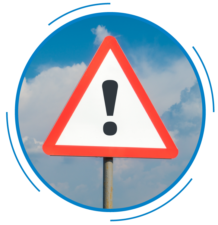 A red and white triangle sign with a black exclamation mark on it 