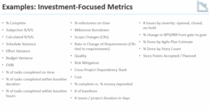 investment focused metrics